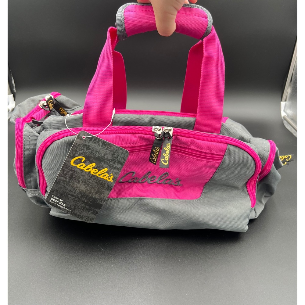Cabelas Catch-All Gear Bag Gray Pink 600D Polyester 6 Pocket Duffel 580032 NEW